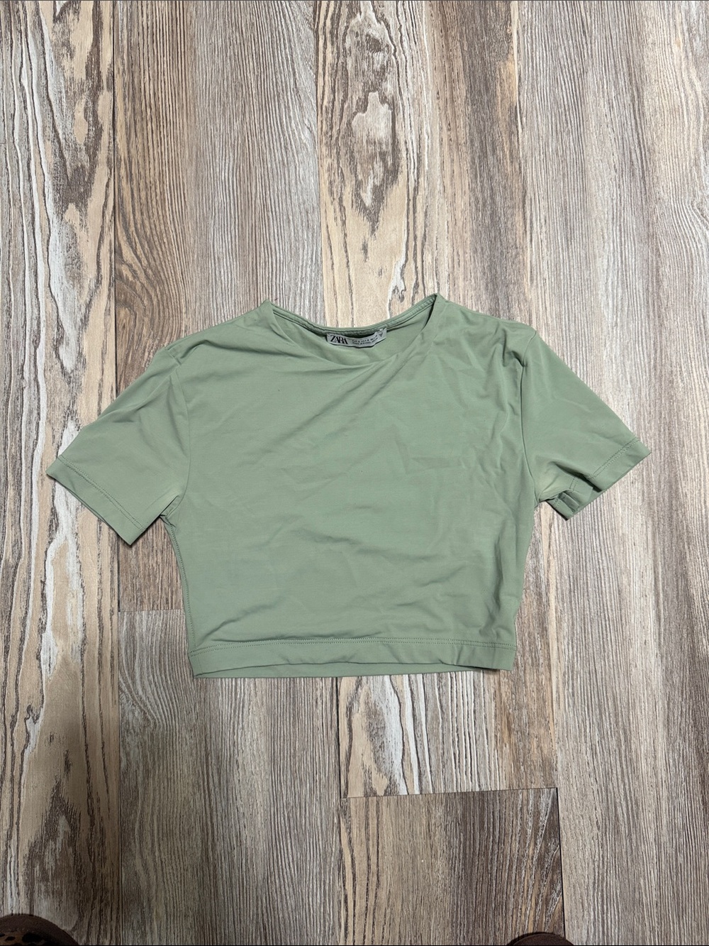 Zara Sage Green Cropped shirt